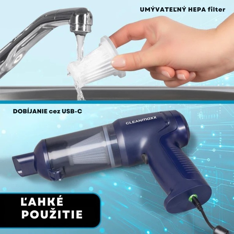 CleanMaxx AKU ručný vysávač 2v1 s funkciou fúkania 16535 (2)